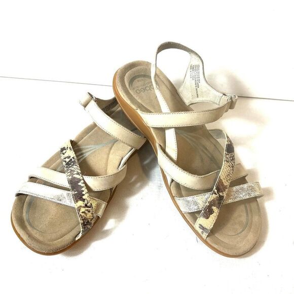 ABEO Womens Sz 8N Bio System Sandals Laguna Strappy Multicolor Leather Shoe Flat - Picture 1 of 11